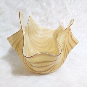 Hand Blown Glass Bowl Handkerchief Free Form Style